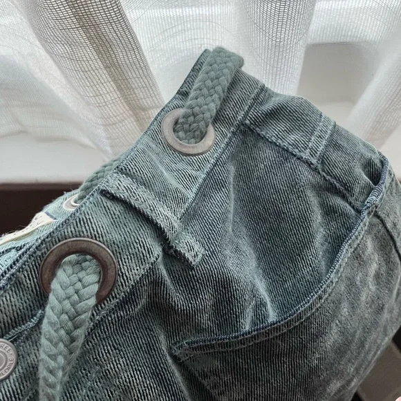 We the Free People Flocked Moxie Barrel Jeans Mountain Green - Picture 7 of 7